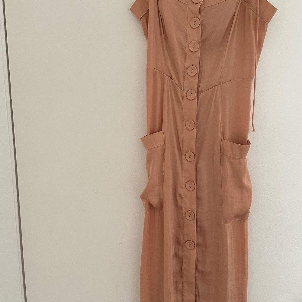Elegant Tan Button-Down Dress